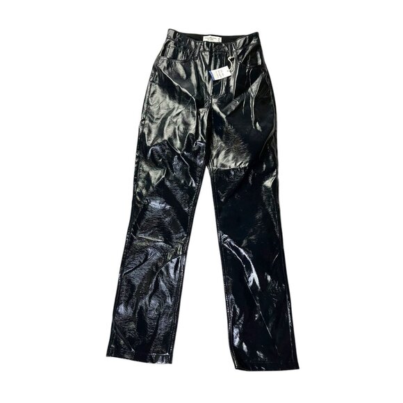 Abercrombie Fitch Metallic Navy Blue Vegan Ultra High Rise 90s Straight Jeans - Picture 1 of 3